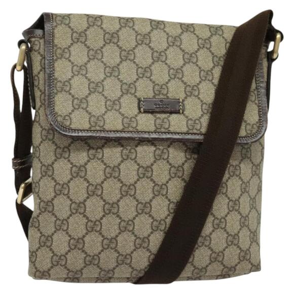 GUCCI GG Supreme Shoulder Bag Pvc Beige Silver - Picture 1 of 16